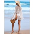 thumbnail image 2 of jinghuiyue Womens Summer Crochet Swimsuit Coverup Boat Neck Hollow Out Knit Sweater Tops Beach Vacation Clothes M, 2 of 7