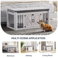 thumbnail image 2 of Faceket 47.2" Dog Crate Furniture, 2-Door Lockable Wooden Kennel with Cushion, White End of Bed Bench Ottoman for Medium Dogs, 2 of 9