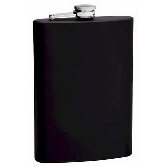 12oz Black Rubberized Coated Hip Flask, Heavy Duty