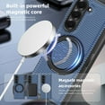 thumbnail image 3 of Case for Samsung Galaxy Z Fold 7, Carbon Fiber Texture, 360 Degree Rotating Ring Bracket, Compatible with MagSafe Wireless Chargers, PC Material Drop Protective Phone Cover for Z Fold 7, Blue, 3 of 7
