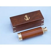 Handcrafted Model Ships Captains Brass - Wood Spyglass Telescope 15 in. With Rosewood Box Telescopes Decorative Accent