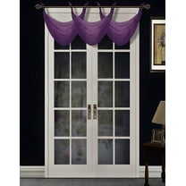 (#36) PLUM 1PC Elegant Voile Sheer Swag Dressing Waterfall Bronze Grommets Valance, 55" X 24" Inch