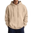 thumbnail image 2 of UDAUDU Mens Casual Hooded Collar Drawstring Hoodies Pullover Sweatshirts Fall Winter Long Sleeve Pullover Shirts Khaki S, 2 of 7