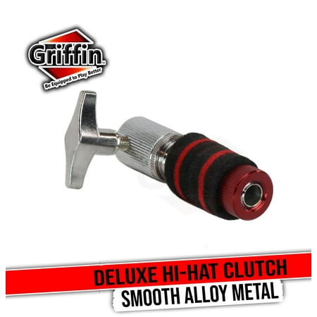 Hi-Hat Clutch Deluxe Version by Griffin | Alloy Metal Speed Threads | Universal to Fit Most Hi-Hat Rods & Hihat Stands | Red locking Nut Model# U-AJ-Clutch-f
