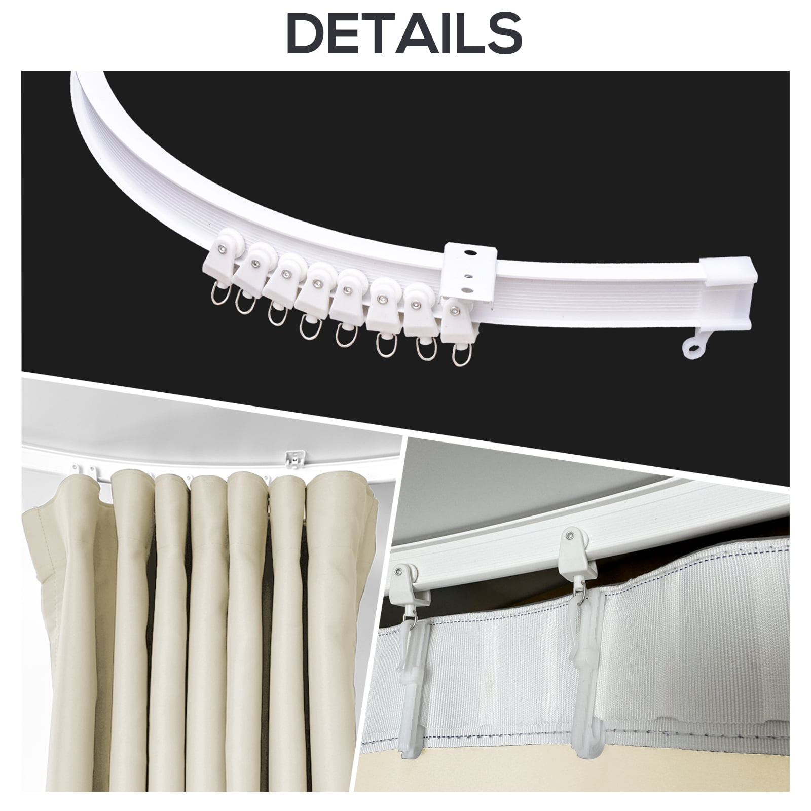 CBSRORO Room Divider Blackout Curtains with Ceiling Mounted Curtain Track Set,1 Panel Beige Divider Curtain and White Flexible Curtain Track for Room Separation