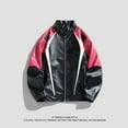 thumbnail image 5 of HOOMEUMY Mens Faux Leather Jacket Fashion 2025 Trendy Colorblocked Coat Stand Collar Design Zipper Closure Biker Motorcycle Streetwear Jacket Casual Workout Drop Shoulder Clothes Red M, 5 of 6