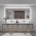 thumbnail image 2 of Apmir LED Bathroom Mirror Rectangular Anti-Fog Modern Style Mirror in Tempered Glass Black Frame 84x40 inch, 2 of 7
