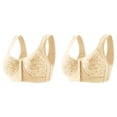 thumbnail image 1 of (2-Pack) Rinsvye Women Full Cup Print Women Bras Wireless Pack Thin Underwear Plus Size Support Bras for Women Front Button Wireless Sports Large Bras for Women Lace Bra Breast Cover Large Size Bras, 1 of 4
