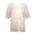 thumbnail image 4 of SNKSDGM Easter Shirts Plus Size Tops for Women 3/4 Sleeve 5X Women's Sequin Tops Sparkly Glitter Blouses Sequined Short Sleeve Shirts for Holiday Club Night Plus Size Tops for Women 3/4 Sleeve 4X, 4 of 4