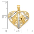 thumbnail image 7 of 10k Yellow Gold with Rhodium Solid Diamond-Cut Filigree Heart Charm Pendant, 7 of 7