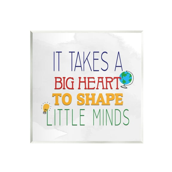 Stupell Big Heart To Shape Little Minds Phrase Inspirational Painting Wall Plaque Unframed Art Print Wall Art