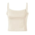 thumbnail image 4 of Women'S Tanks Camis Women'S Sexy Slim Fit Cropped Camisole Tank Top Stretchy Sleeveless V Neck Summer Casual T Shirt For Ladies Fashion Comfortable Beige XL, 4 of 6
