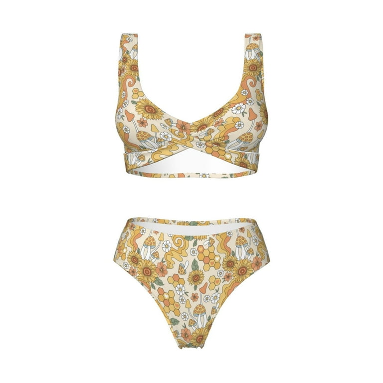 Balery Retro 70s 60s Flower Women's Bikini Set - Sexy Two Balery Retro 70s 60s Flower Women's Bikini Set - Sexy Two
