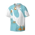 thumbnail image 2 of Lsque Three White Geese print Men's Cuban Collar Short Sleeve Shirt Summer Beachwear Casual Button Down Fashionable Vacation Leisure Shirt-X-Large, 2 of 7