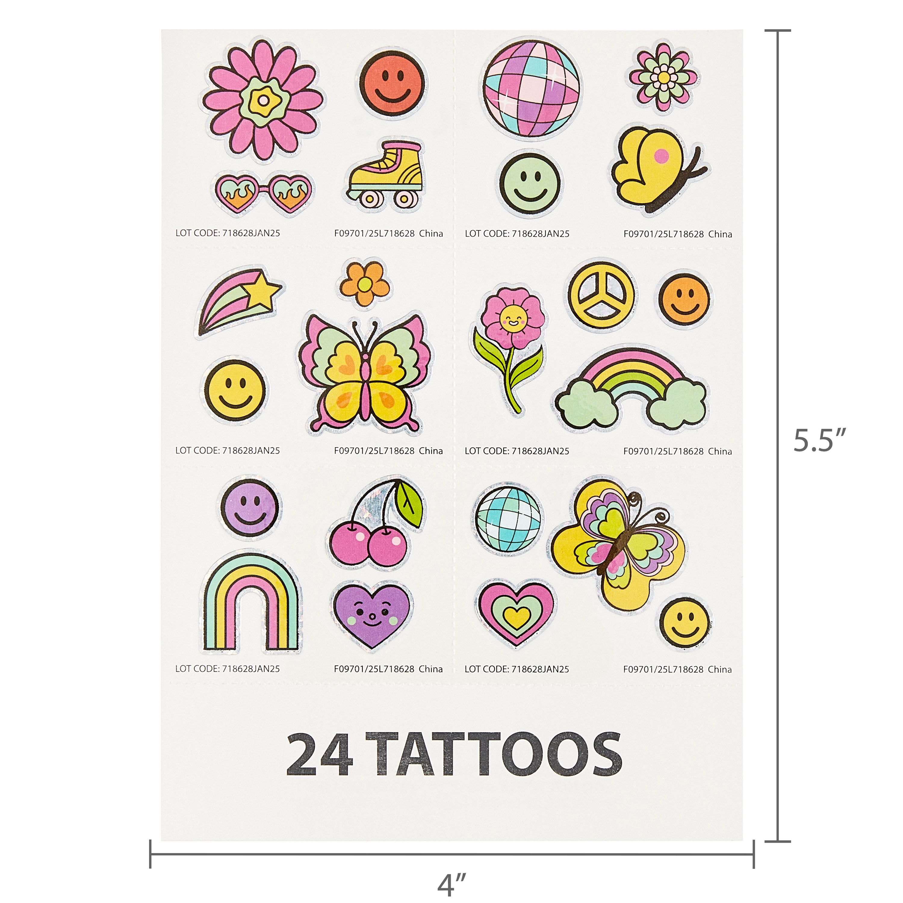 Bright and Bold Tattoo Party Favors, 96 Count, by Way To Celebrate