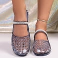 thumbnail image 4 of Jelly Sandals for Women, Stylish Transparent Jelly Shoes Comfortable Breathable Mesh Closed Toe Slip on Beach Slides with Rhinestones Strap, 38, 4 of 8