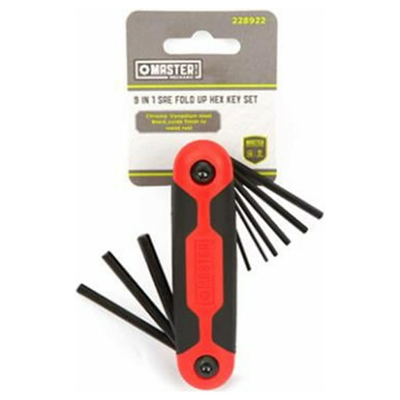 Master Mechanic GS050816 9-In-1 SAE Hex Key Set, Small, Plastic, Fold-Up - Quantity 6
