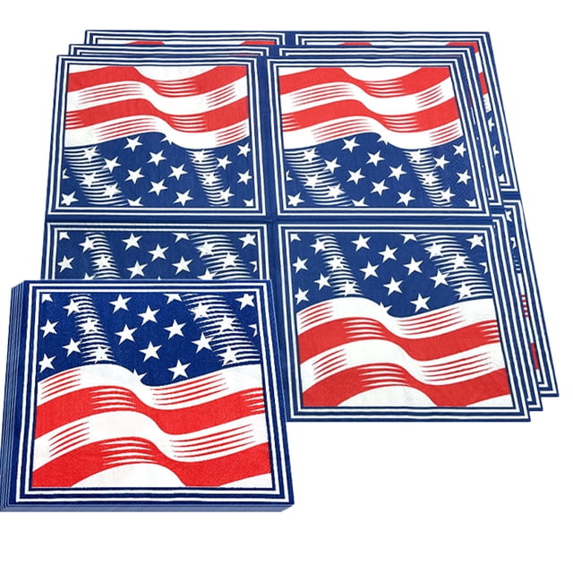 KAKOWELY Servilletas desechables con estampado de la bandera estadounidense para el Día de la Independencia, 40 unidades, para fiestas y festivales.