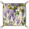 thumbnail image 2 of Women Girls Leather Square Dish Trinket Plate Jewelry Tray for Mothers Day Birthday Gift, Purple Wisteria Flowers Pattern, 2 of 6