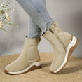 thumbnail image 3 of Dakaela Women's Slip on High Top Sneakers Platform Wedge Ankle Booties Side Zipper Fall Boots Casual Walking Shoes White 6.5, 3 of 8