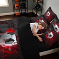 thumbnail image 4 of Manfei Soccer Sports Twin Bedding, Neon Lightning Bedding Comforter Set, Teal Crack Glow, Black Reversible 7 Pieces, 4 of 6