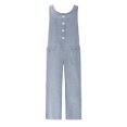 thumbnail image 5 of ABATAB Women's Casual Overalls One Piece Sleeveless Jumpsuits Cotton Linen Wide Leg Button Baggy Long Pant Rompers with Pockets, 5 of 5