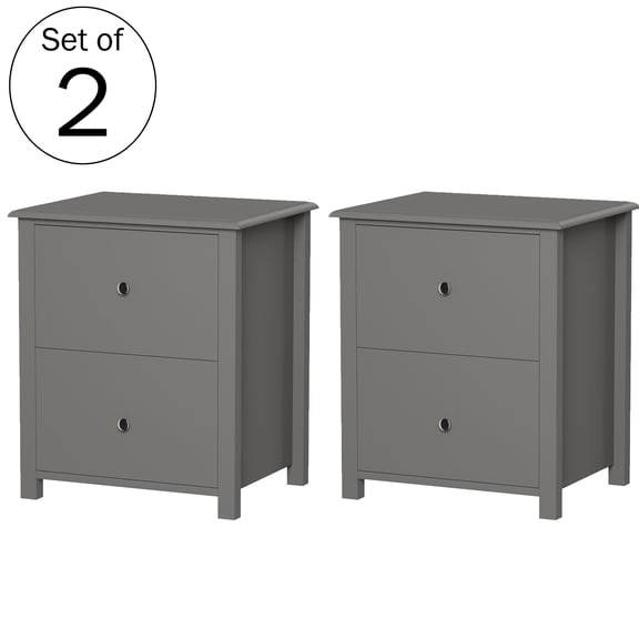 Lavish Home 22-inch End Tables with 2 Drawers (Set of 2), Gray