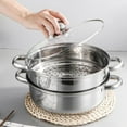 thumbnail image 3 of Steamer Pot for Cooking 11 inch Steamer Pot, 2-tier Multipurpose 18/8 Stainless Steel Steam Pot Cookware with Lid for Vegetable, Dumpling, Stock, Sauce, Food, 3 of 7