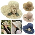 thumbnail image 4 of BEATIZ Elegant Crochet Straw Hat with Ruffle Detail Womens Summer Beac Cap Foldable`, 4 of 6