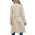 thumbnail image 5 of Women's Pea Trench Coats Notched Lapel Double Breasted Belted Business Casual Jackets Outerwear, 5 of 6