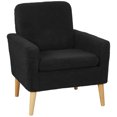 thumbnail image 1 of HOMCOM Teddy Accent Chair Upholstered Modern Armchair w/ Wood Legs Black, 1 of 10
