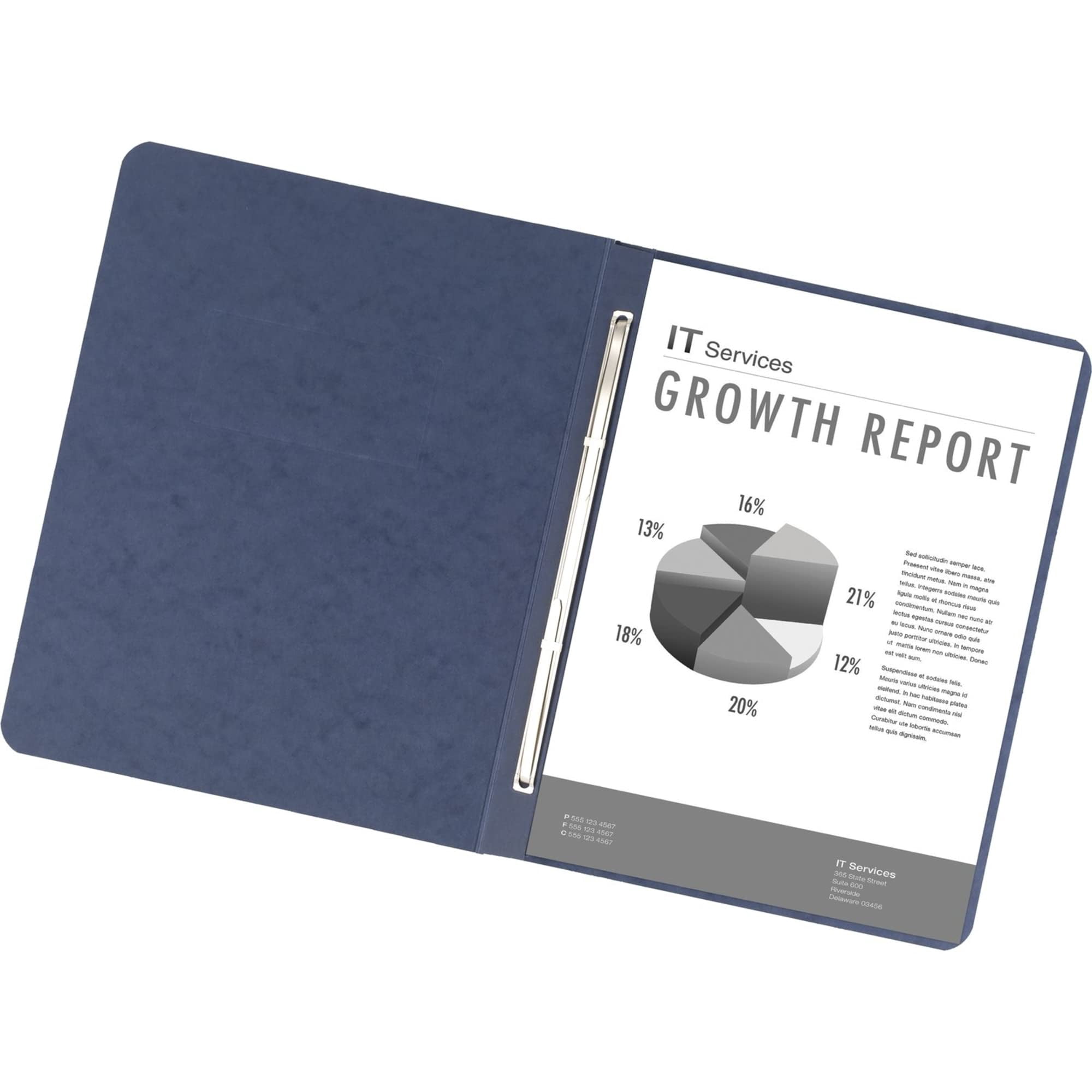 Office Depot Pressboard Side-Bound Report Binders With Fasteners, Dark Blue, 60% Recycled, Pack Of 10, A7025127