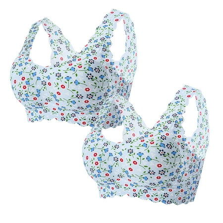 

2PC Women s Plus-Size Print Unblemished With Ice Silk Floral Bra Underwear - Light and Breathable Soft and Comfortable Stripe Detailing & Confidence-Boosting Fit