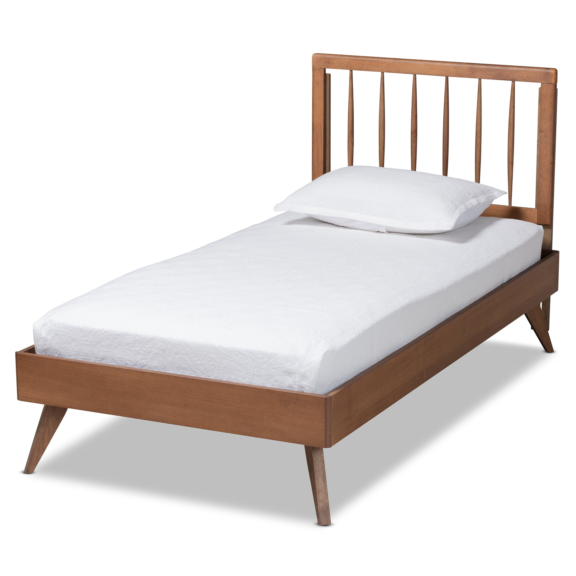 Baxton Studio Toru Mid-Century Wood Platform Bed, Twin, Ash Walnut