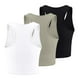 thumbnail image 3 of Conjunto de 3 camisetas sin mangas para mujer: camisetas de entrenamiento sin costuras con ribetes, camisetas cortas sin mangas, ropa informal/de playa/de deporte, 3 of 3