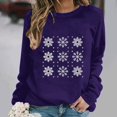 thumbnail image 6 of Jsaierl Merry Christmas Sweatshirts Womens Funny Snowflake Graphic Sweatshirt Ladies Soft Pullover Round Neck Holiday Long Sleeve Tops S-2XL, 6 of 6