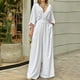thumbnail image 1 of Mamelucos Mono informal con cuello en V para mujer Temperamento Mono suelto de pierna ancha (Blanco S) Ygjytge Blanco T S para Mujer, 1 of 8