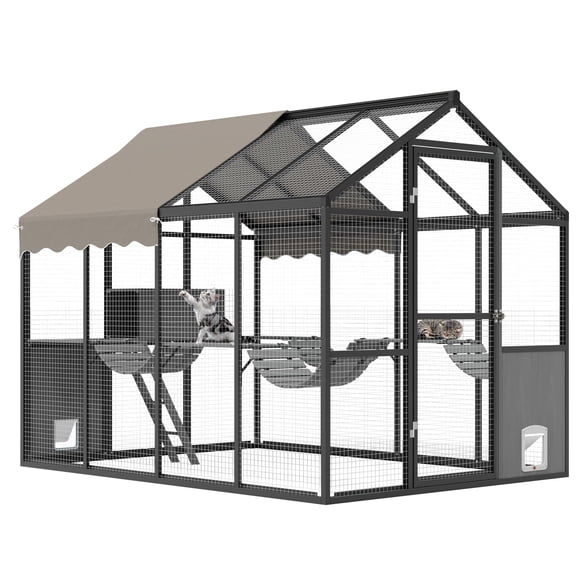 Outdoor Cat Enclosure – Spacious Walk-In Catio for Multiple Cats (Weatherproof Aluminum, UV-Proof Roof)