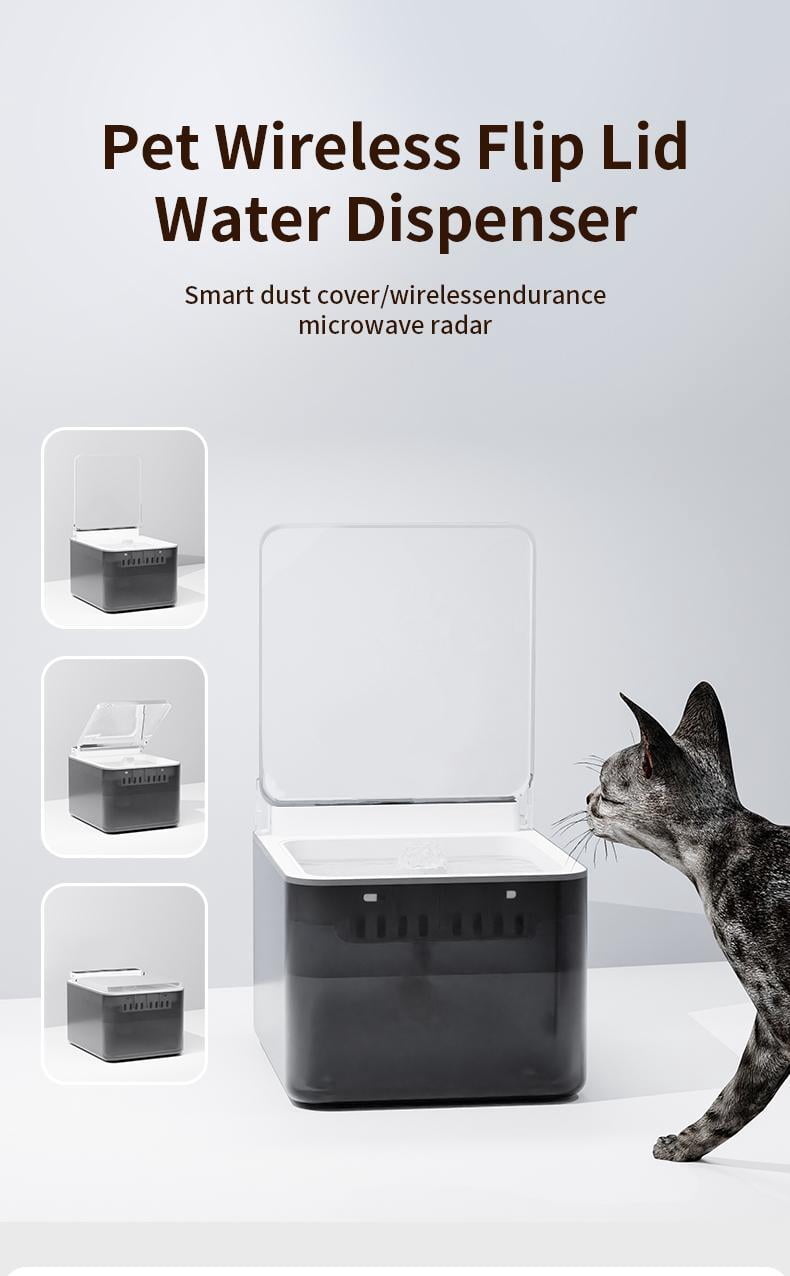 Wireless Rechargeable Battery Operated Cat Water Fountain 304 Stainless Steel105oz/3L Larger Sensor Auto Pet FountainQuiet PumpBPA-FreeRadar Induction