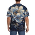 thumbnail image 3 of Rateoe Blue Golden Dream Lotus Print Mens Front Pocket Hawaiian Shirts Casual Shirts Short Sleeve Button Down Beach Tropical Shirts-XX-Large, 3 of 5