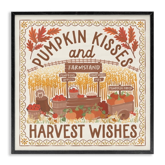 Stupell Industries French Country Pumpkin Kisses Fall Scene Black Framed Giclee Art, 12 x 12, by Laura Marshall