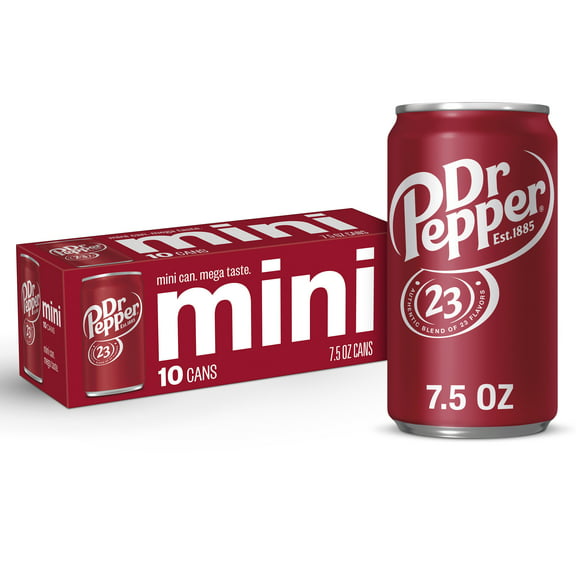 Dr Pepper Soda Pop, 7.5 fl oz, 10 Pack Cans