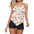thumbnail image 1 of Teen Girls Tankini Swimsuits, Women Two Piece Tankini Set Floral Print Bathing Suits Strappy Ruffles Swimwear, 1 of 7