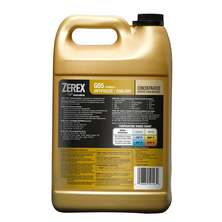 Zerex G05 Phosphate Free Antifreeze Coolant Concentrate 1 Gallon
