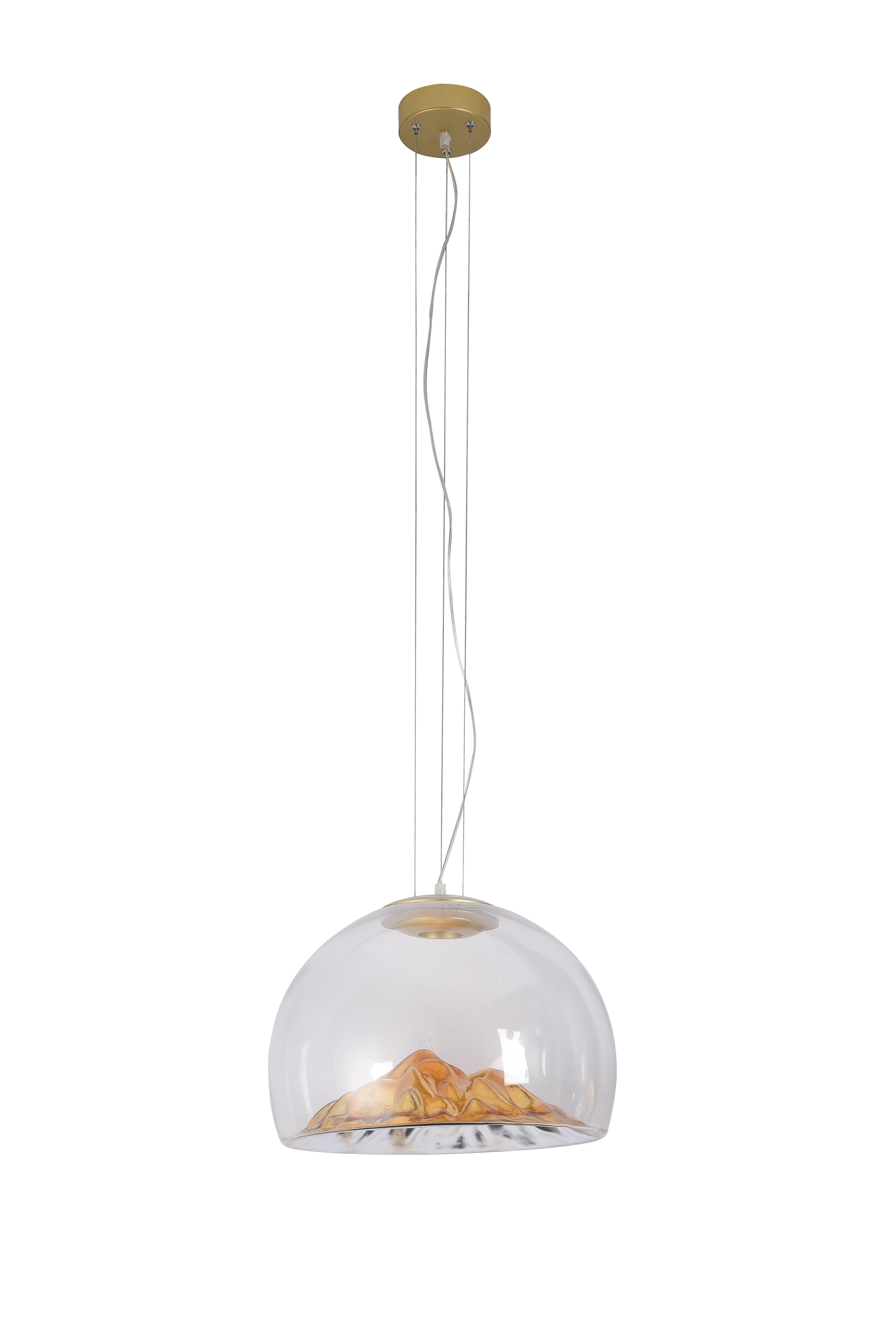 Bethel Clear Glass Mountain Silhouette Pendant Light Fixture Style With Gold Interior Com Bethel Clear Glass Mountain Silhouette, Chandelier Hanging Mountains