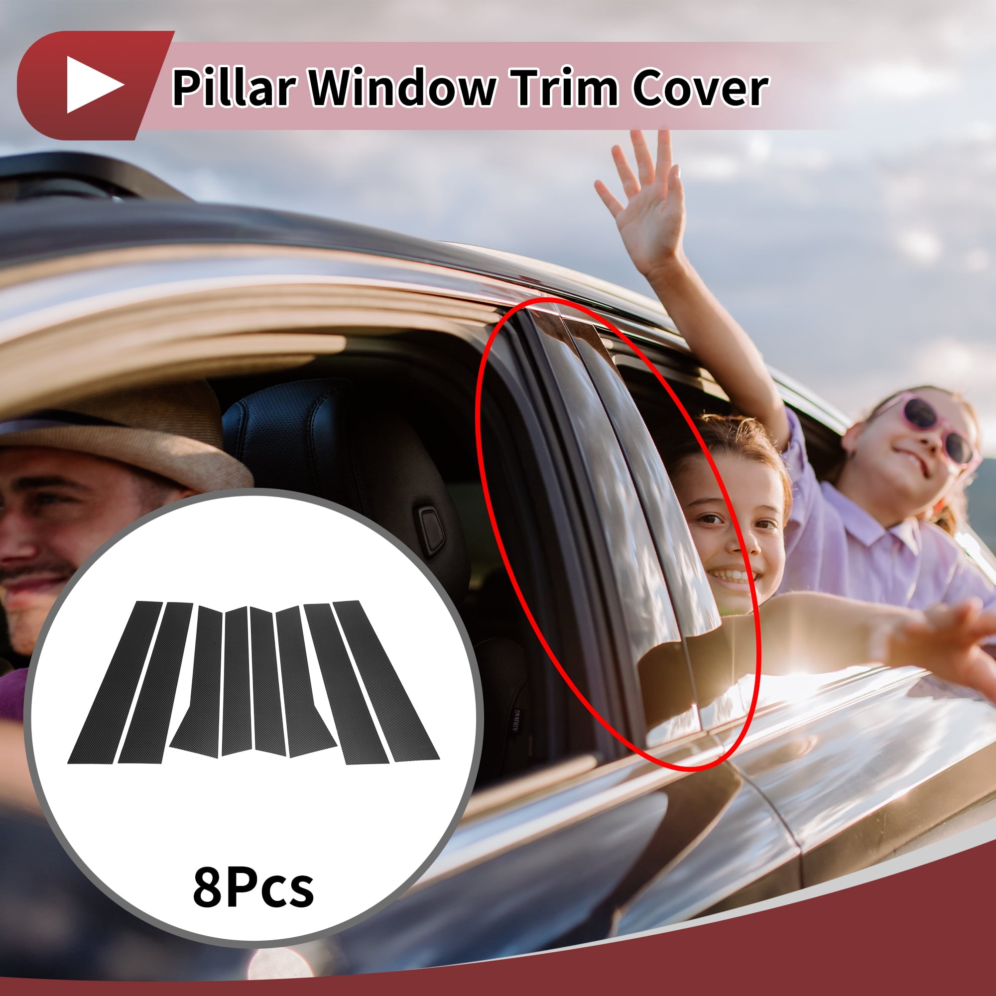 Unique Bargains Door Pillar Window Trim Anti Scratch Sticker for Audi Q7 06-15 Light Black