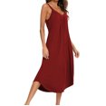 thumbnail image 7 of IROINNID Reduced Cocktail Dress for Women Evening Night Party Summer Suspender Pleats Sexy Comfortable Nightdress Home Clothes Cocktail Dress,Burgundy, 7 of 7