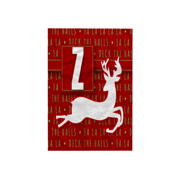 3dRose, Letter Z Monogram Christmas White Reindeer Deck the Halls Theme, 15x22 Hand Towel