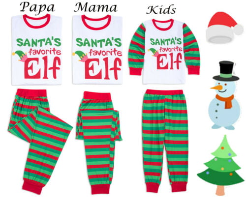 Size 2-3 yrs Elf Pyjamas Green Red and White Elf Pyjama Set 
