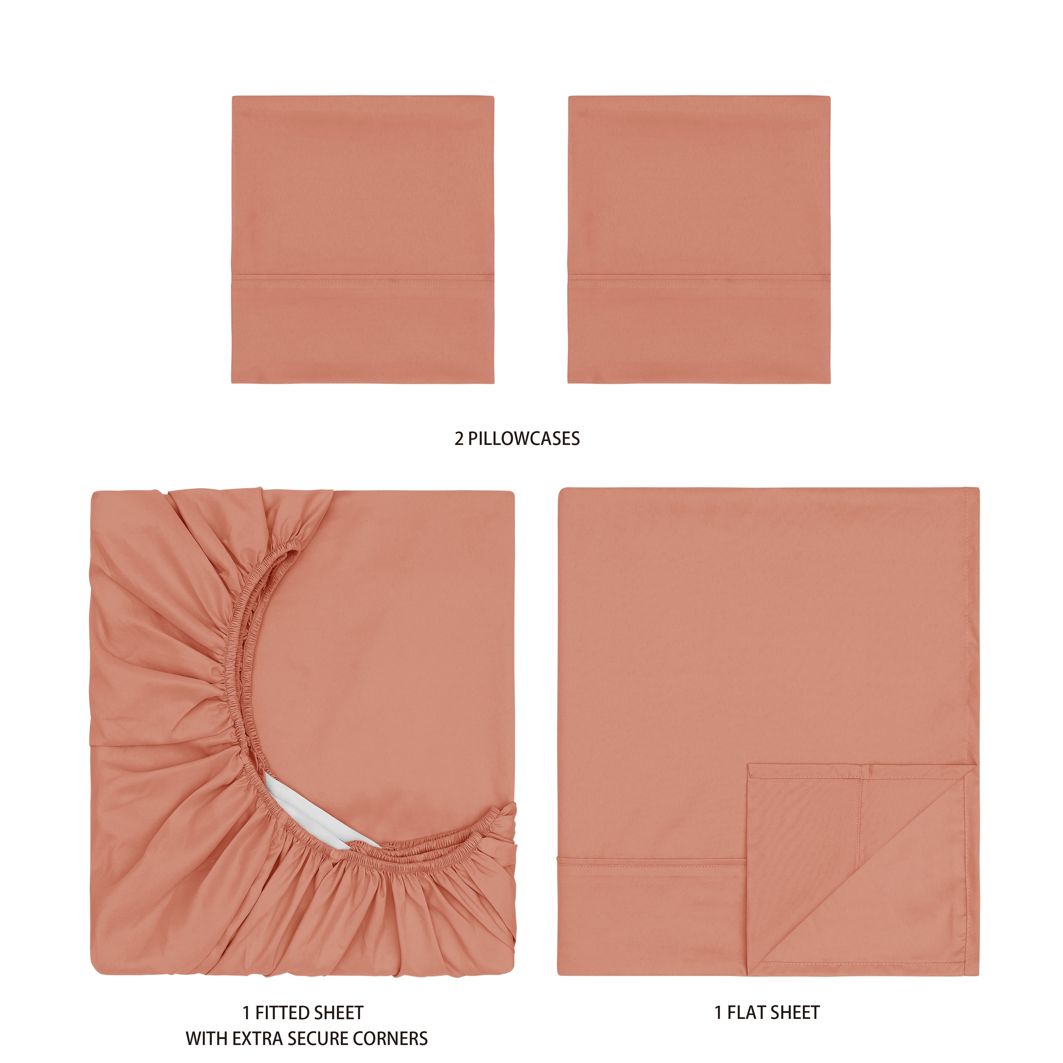 Mainstays Super Soft Brushed Microfiber Bed Sheet Set, Clay Terracotta Dream, Full, 4 Piece